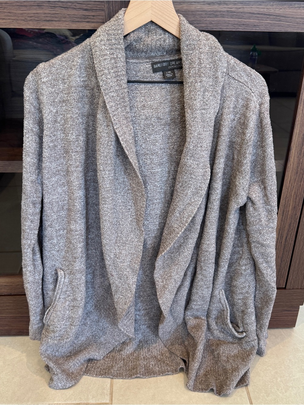 Barefoot Dreams Cozy Chic Lite Brown Cardigan Sweater